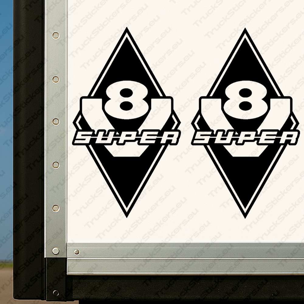 body-sticker-for-trucks-90104-black Black Scania Truck Body Stickers, Rhombus with V8 Super