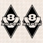 Closeup of Scania Truck Body Stickers, Rhombus with V8 Super