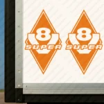 Orange Scania Truck Body Stickers, Rhombus with V8 Super