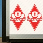 Red Scania Truck Body Stickers, Rhombus with V8 Super
