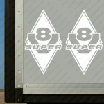 White Scania Truck Body Stickers, Rhombus with V8 Super