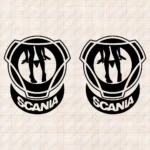 Closeup of Scania Truck Body Stickers, Sexy Girl with Text Logo