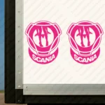Fuchsia Scania Truck Body Stickers, Sexy Girl with Text Logo