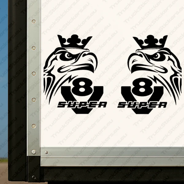 Black Scania Truck Body Stickers, V8 Super with Modern Griffin