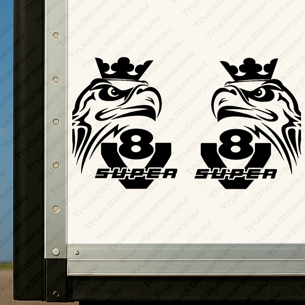 body-sticker-for-trucks-90116-black Black Scania Truck Body Stickers, V8 Super with Modern Griffin