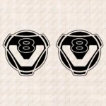 Closeup of Scania Truck Body Stickers, V8 Round Badge