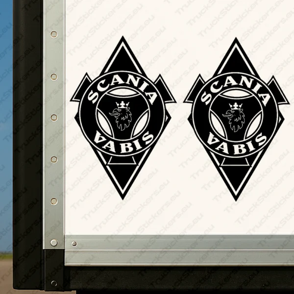 Black Scania Truck Body Stickers, Rhombus with Vabis and Griffin Version 1