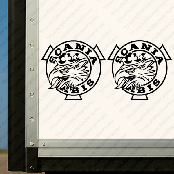 Black Scania Truck Body Stickers, Badge Outline with Scania Vabis and Griffin