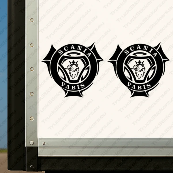 Black Scania Truck Body Stickers, Retro Vabis Badge with Griffin