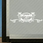 White Scania Truck Body Stickers, R Series with Griffins and Flowing Swirl Design