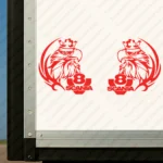 Red Scania Truck Body Stickers, Griffin with V8, Text Logo and Dynamic Wave Graphic