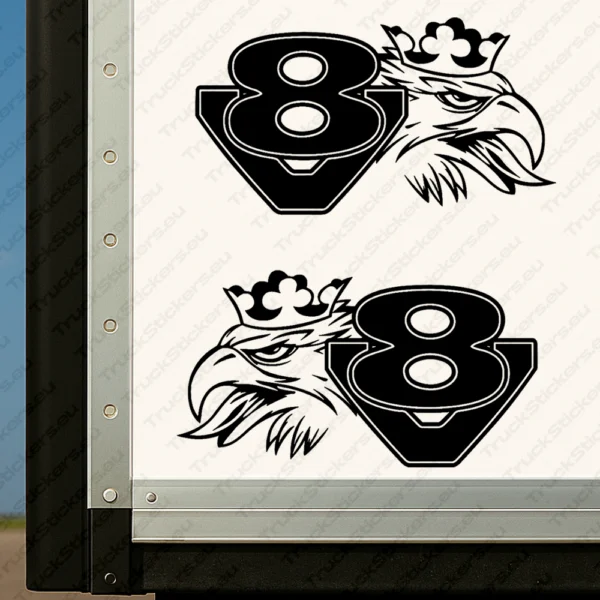Black Scania Truck Body Stickers, V8 with Griffin Head