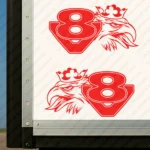 Red Scania Truck Body Stickers, V8 with Griffin Head