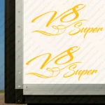 Yellow Scania Truck Body Stickers, V8 Super Handwritten Style