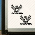 Black Scania Truck Body Stickers, Engine Design with Text Logo