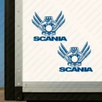 Blue Scania Truck Body Stickers, Engine Design with Text Logo