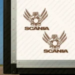 Brown Scania Truck Body Stickers, Engine Design with Text Logo