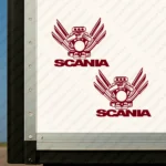 Burgundy Scania Truck Body Stickers, Engine Design with Text Logo