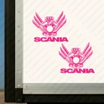 Fuchsia Scania Truck Body Stickers, Engine Design with Text Logo
