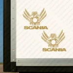Gold Scania Truck Body Stickers, Engine Design with Text Logo