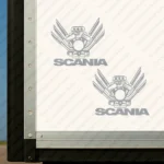 Silver Scania Truck Body Stickers, Engine Design with Text Logo