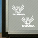 White Scania Truck Body Stickers, Engine Design with Text Logo