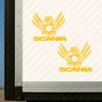 Yellow Scania Truck Body Stickers, Engine Design with Text Logo