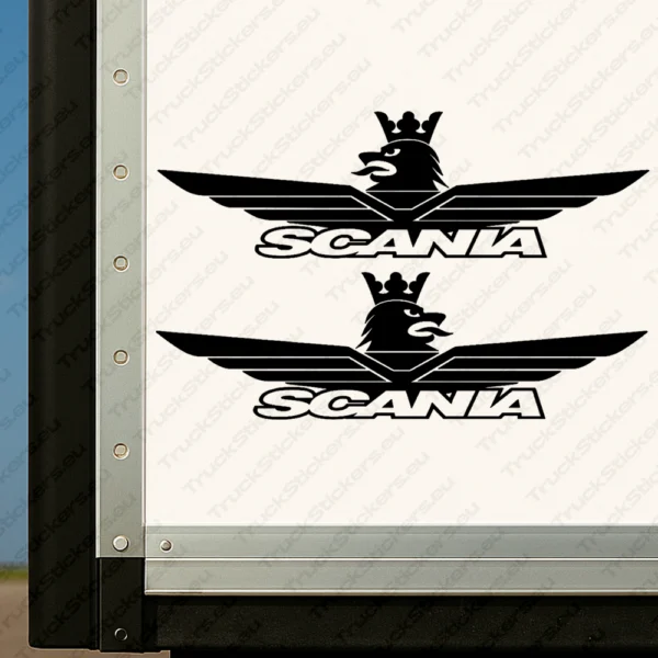 Black Scania Truck Body Stickers, Minimal Griffin with Wings and Italic Text Logo