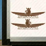 Brown Scania Truck Body Stickers, Minimal Griffin with Wings and Italic Text Logo
