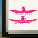 Fuchsia Scania Truck Body Stickers, Minimal Griffin with Wings and Italic Text Logo