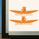 Orange Scania Truck Body Stickers, Minimal Griffin with Wings and Italic Text Logo