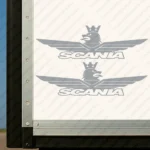 Silver Scania Truck Body Stickers, Minimal Griffin with Wings and Italic Text Logo