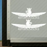 White Scania Truck Body Stickers, Minimal Griffin with Wings and Italic Text Logo