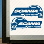 Blue Scania Truck Body Stickers, Off Road with Text Logo and Skull