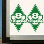 Greece Scania Truck Body Stickers, Rhombus with V8 and Text Logo