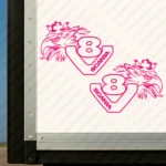 Fuchsia Scania Truck Body Stickers, V8 with Text Logo and Griffin Head