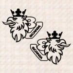 Closeup of Scania Truck Body Stickers, V8 with Text Logo and Classic Griffin