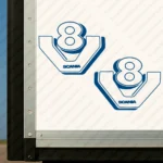 Blue Scania Truck Body Stickers, V8 Emblem with Text Logo and 3D Effect