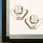 Brown Scania Truck Body Stickers, V8 Emblem with Text Logo and 3D Effect