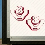 Burgundy Scania Truck Body Stickers, V8 Emblem with Text Logo and 3D Effect
