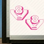Fuchsia Scania Truck Body Stickers, V8 Emblem with Text Logo and 3D Effect
