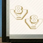 Gold Scania Truck Body Stickers, V8 Emblem with Text Logo and 3D Effect