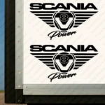 Black Scania Truck Body Stickers, V8 Power Badge with Text Logo