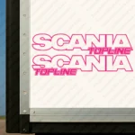 Fuchsia Scania Truck Body Stickers Topline with Text Logo Outline
