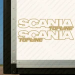 Gold Scania Truck Body Stickers Topline with Text Logo Outline