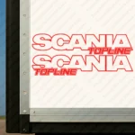 Red Scania Truck Body Stickers Topline with Text Logo Outline