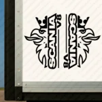 Black Scania Truck Body Stickers Half Griffin with Vertical Text Logo and V8