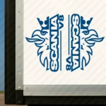 Blue Scania Truck Body Stickers Half Griffin with Vertical Text Logo and V8