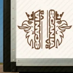 Brown Scania Truck Body Stickers Half Griffin with Vertical Text Logo and V8