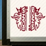 Burgundy Scania Truck Body Stickers Half Griffin with Vertical Text Logo and V8